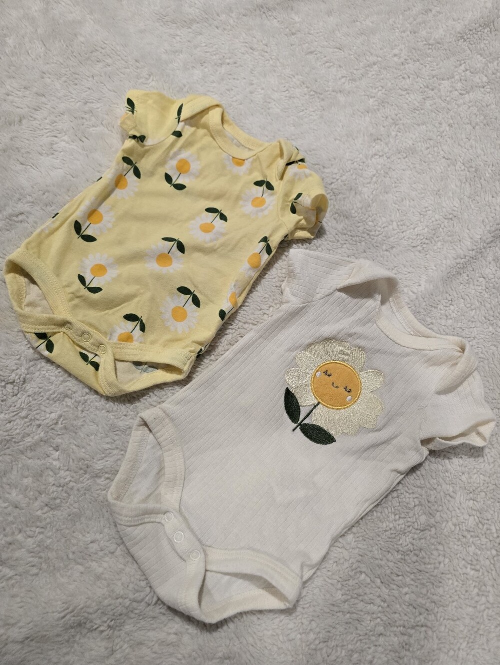 Toddler Floral One-Piece Bodysuit Set - Yellow & Cream
